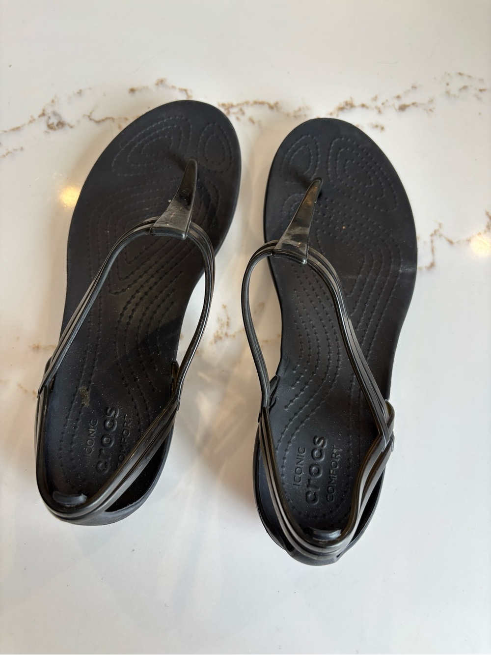CROCS Women's Black T-Strap Jelly Sandal - Picture 2 of 3